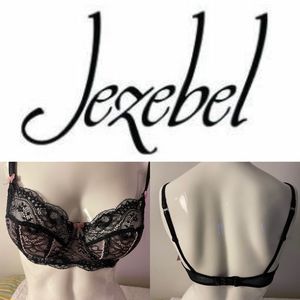 NWT Jezebel Sylvia Unlined Lace Black Bra